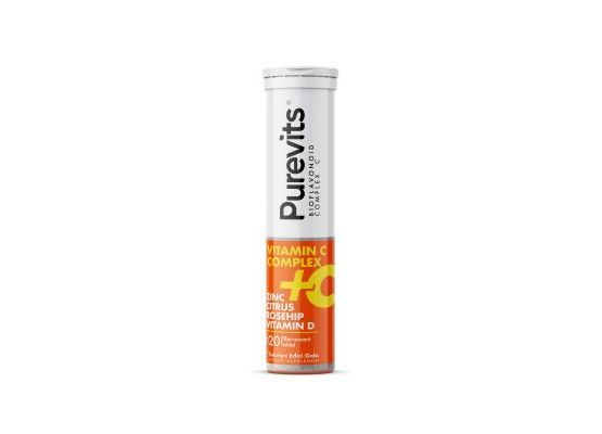 PUREVITS Vitamin C 1000 mg – Çinko – Vitamin D – Citrus - Rosehip - 20 Effervesan Tablet