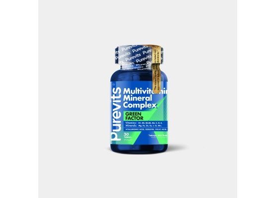 PUREVITS Green Factor Multivitamin Minarel Complex - Keratin - Hyaluronik Asit – Folik Asit – 30 Adet